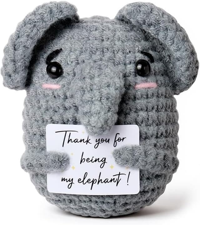 Detalle de Aolso Pocket Hug Elefante Positivo in lana lavorata a maglia con biglietto e moneta