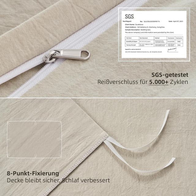 Detalle 2 de Duvetnova Bettwäsche 155x220 Baumwolle, beige