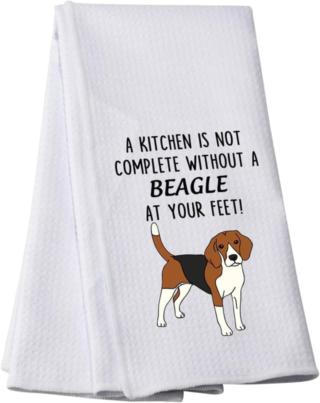Detalle de Funny Beagle Dog Kitchen Towel – Waffle tea towel for beagle lovers (16" x 24")