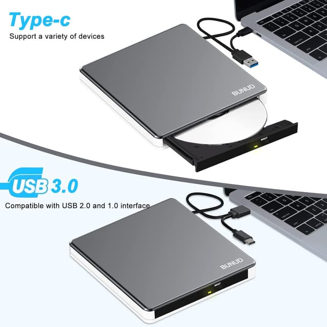 Thumbnail 6 de BUNUD External CD DVD Drive USB 3.0 Type-C