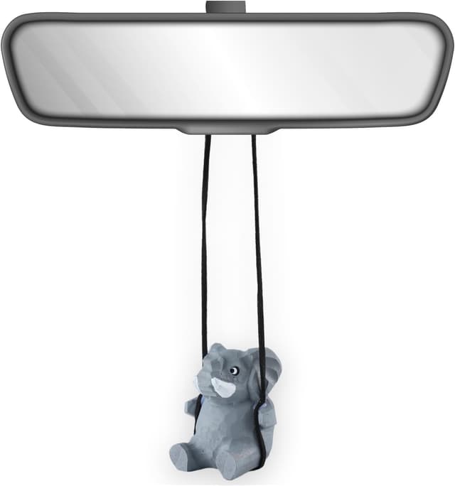 Detalle de VIPbuy handgefertigte schwingende Elefantenfigur aus Holz fürs Auto (Autospiegel-Anhänger)