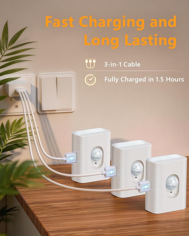 Detalle 2 de WILLED LED Treppenbeleuchtung mit Bewegungsmelder, wiederaufladbares Akku-Nachtlicht (2700K, 8 Stück)