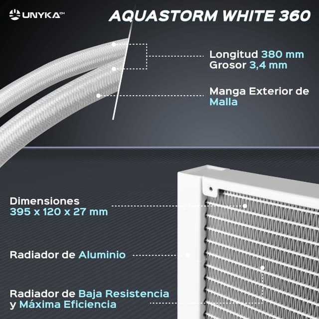 Thumbnail 2 de UNYKAch AquaStorm 360 RGB AIO — refrigeración líquida 360 mm