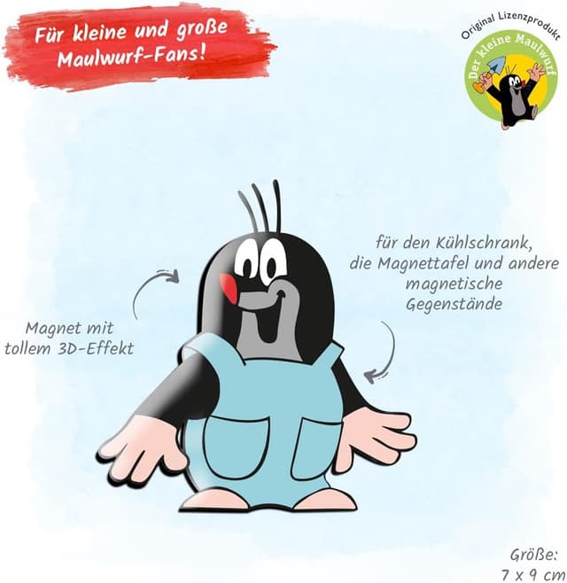 Detalle 1 de 3D-Magnet Der kleine Maulwurf en blusa con pantalón azul 🐾