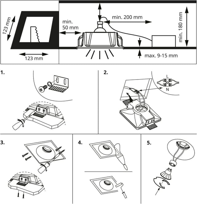Thumbnail 4 de ledscom.de Plafón empotrable GIEDI blanco mate 12x12cm 💡