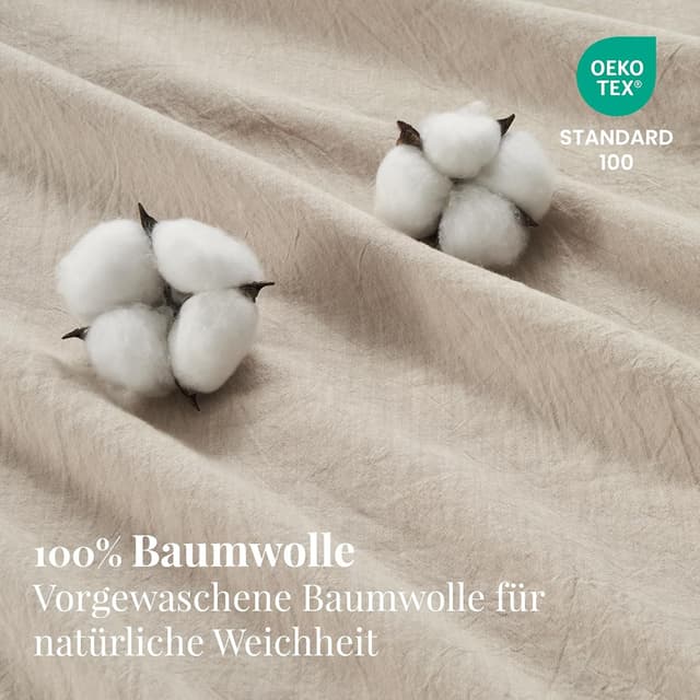 Detalle de Duvetnova Bettwäsche 155x220 Baumwolle, beige