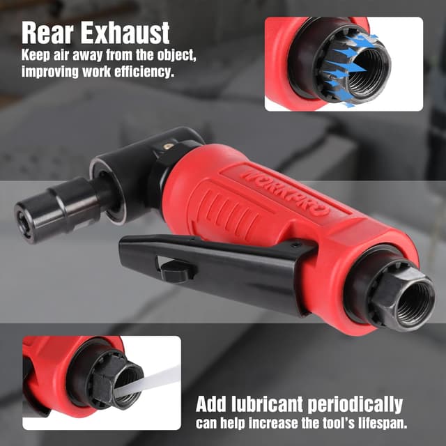 Thumbnail 6 de WORKPRO meuleuse d’angle pneumatique 1/4" (6,3 mm) 20 000 tr/min avec mandrin 3 mm et 6 mm