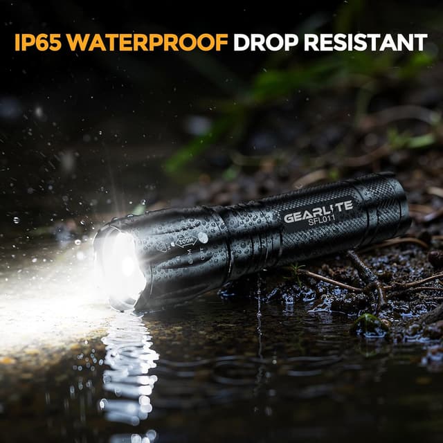 Detalle de GEARLITE LED Torch Rechargeable 2-Pack (2000LM) – Zoomable, 3 Modes, IP65