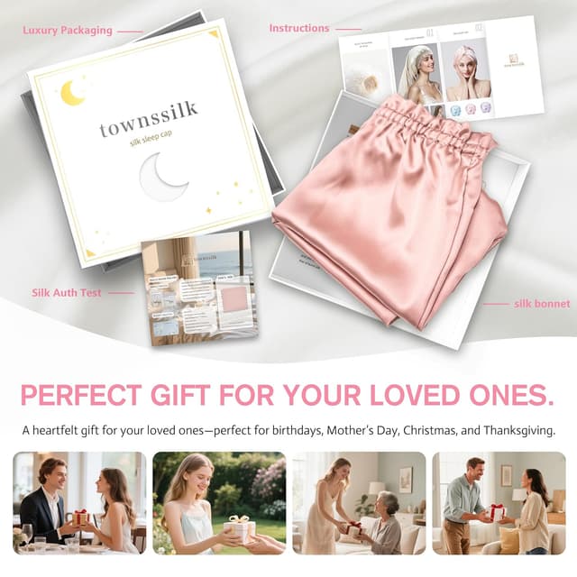 Thumbnail 5 de townssilk Seidenhaube Schlafen 22 Momme RoseGold 80cm