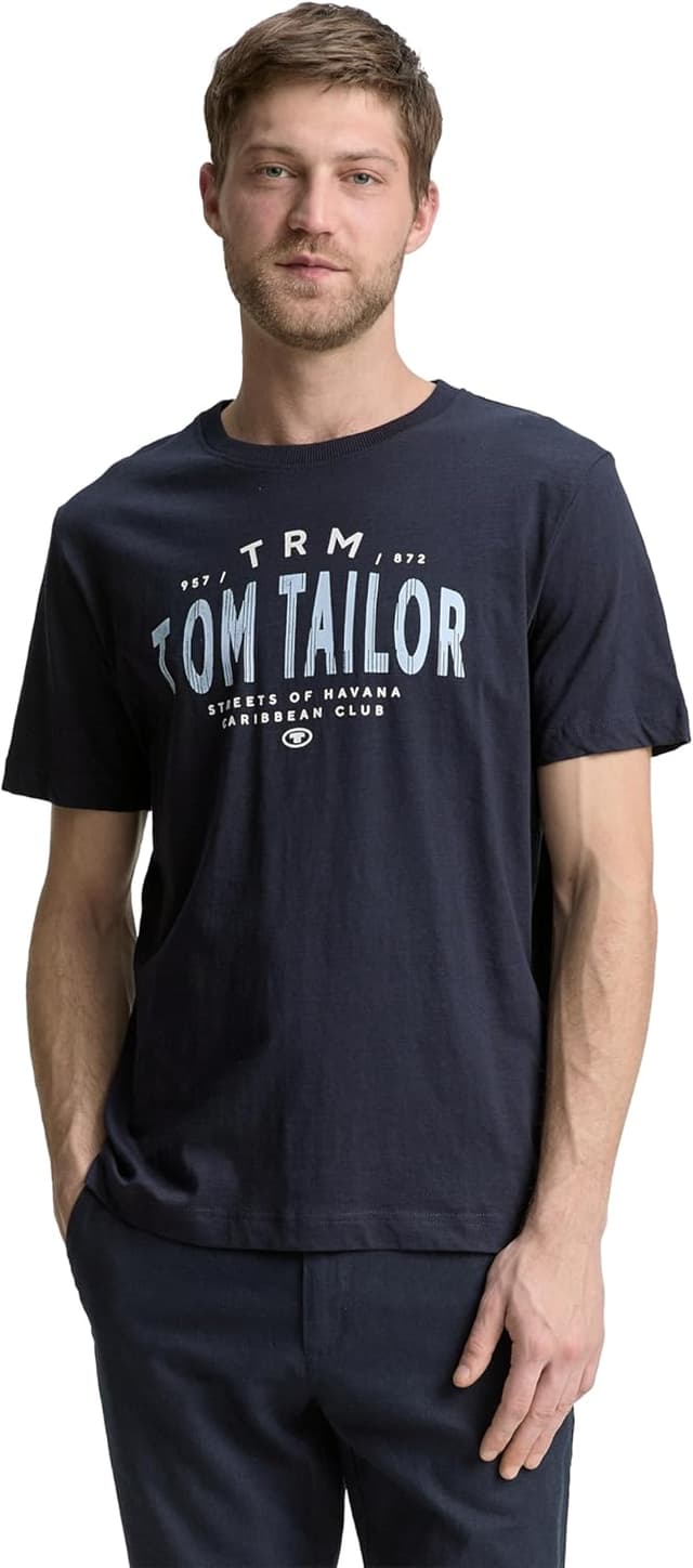 Detalle de TOM TAILOR 1046756 T-shirt da uomo a maniche corte: comfort per l’uso quotidiano