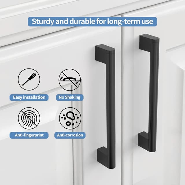 Detalle de Amerdeco 5 pezzi maniglie da cucina nere, distanza fori 160 mm