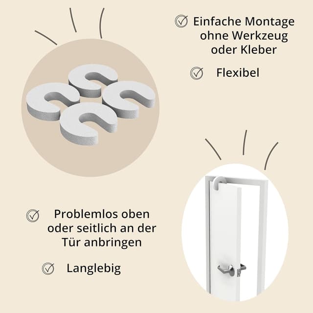 Detalle 2 de Gadgetto Kindersicherung Tür (6 Stück) – Türstopper aus Schaumstoff gegen Fingerklemmen