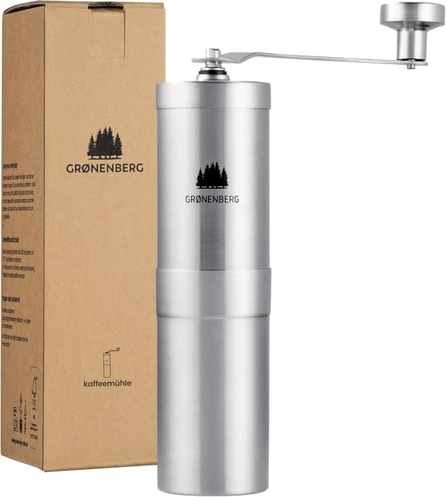 Detalle de Groenenberg manuelle Kaffeemühle aus Edelstahl mit stufenlos einstellbarem Kegelmahlwerk