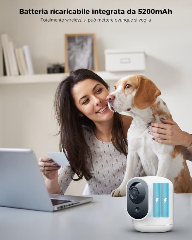 Detalle 2 de COCOCAM 2K telecamera Wi‑Fi interna 5200 mAh con AI e PIR