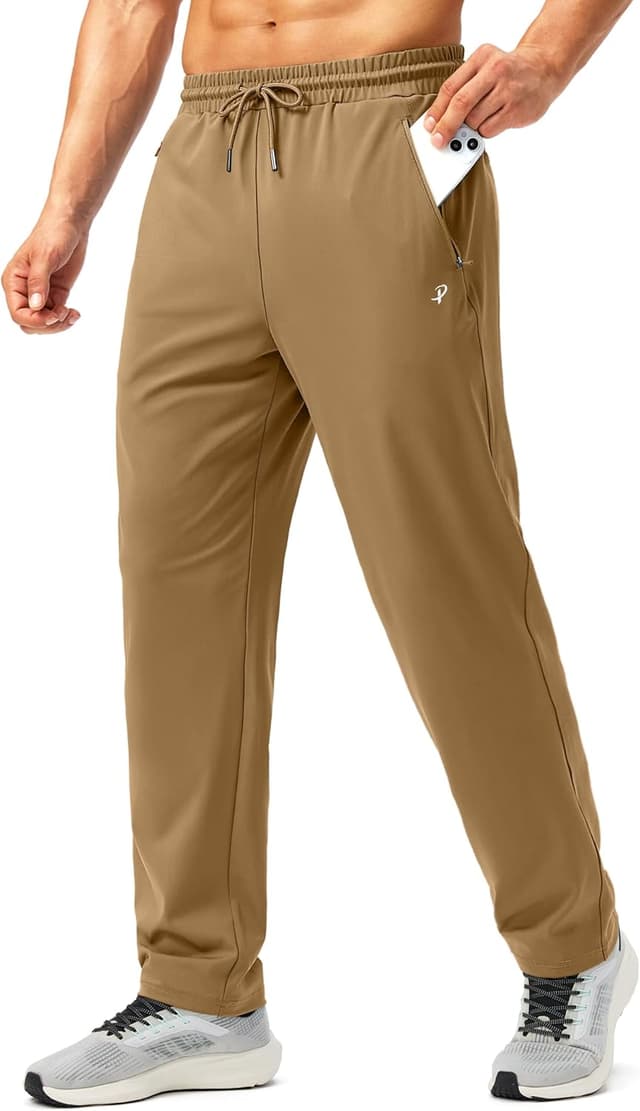 Detalle 2 de Pudolla Men's Athletic Stretch Joggers with Zippers