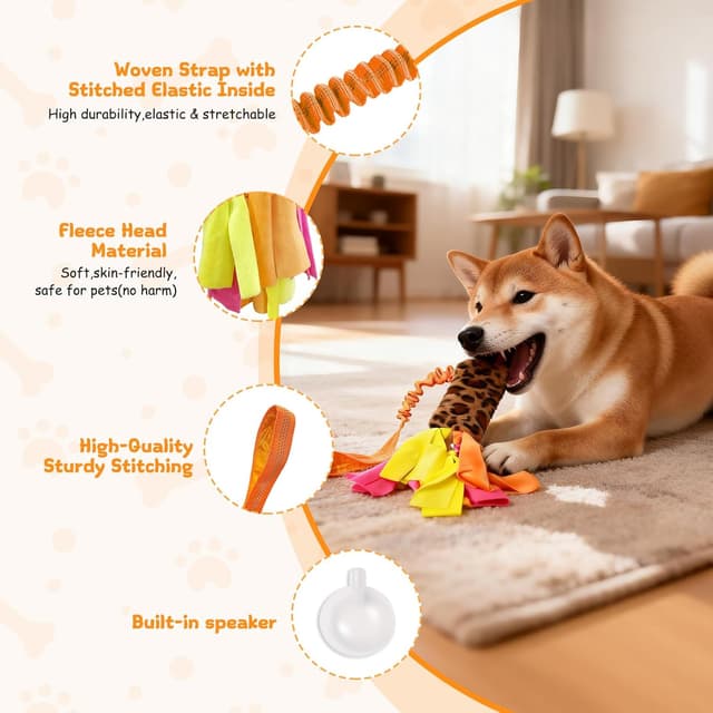 Detalle de Bestwist Dog Tug of War Toy (Interactive Bungee Plush with Squeaker) for Small, Medium and Large Breeds