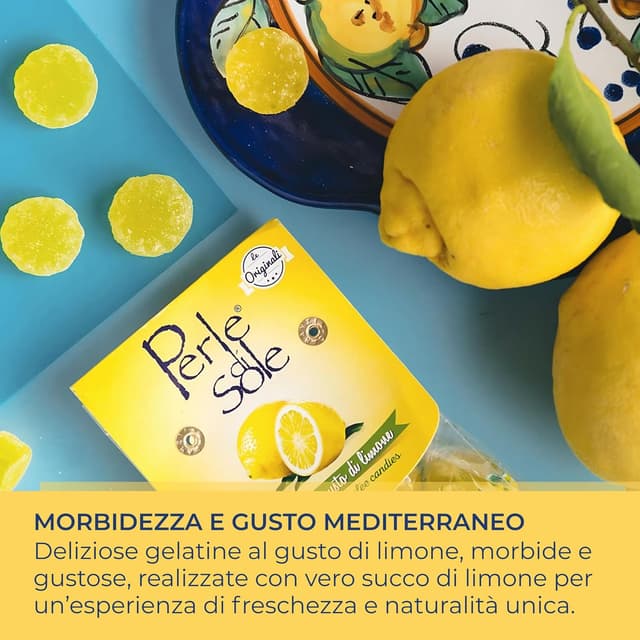 Detalle de Perle di Sole Gelatine al Limone con vero succo di frutta, senza glutine, 200 g