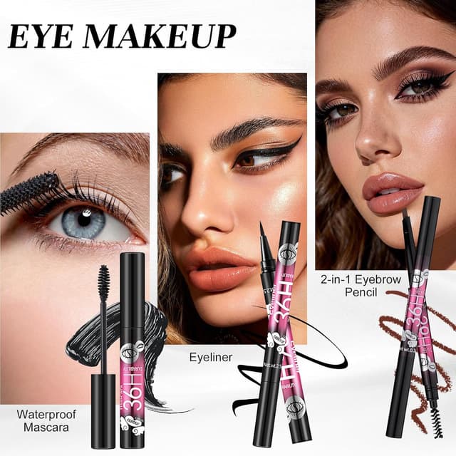 Detalle de Set Trucchi Donna Tutto in Uno in Trousse Ragazza con palette ombretti, correttivi, fondotinta, mascara, gloss e liner