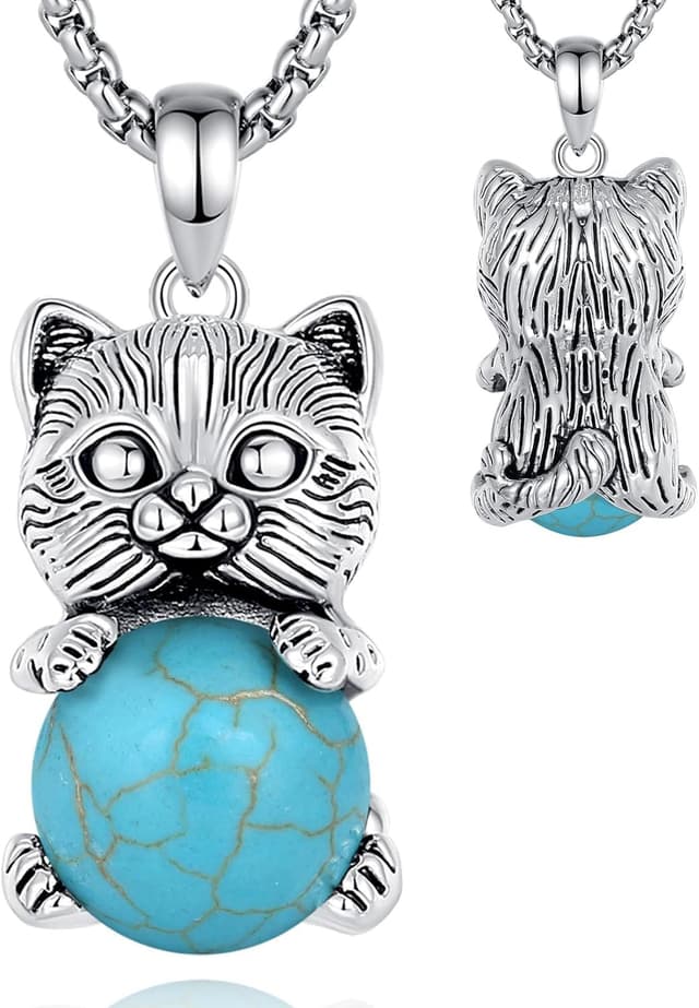 Detalle de INFUSEU Kristall-Katzenanhänger Kette mit sphärischen Kristallen – Gothic Schmuck als Geschenk