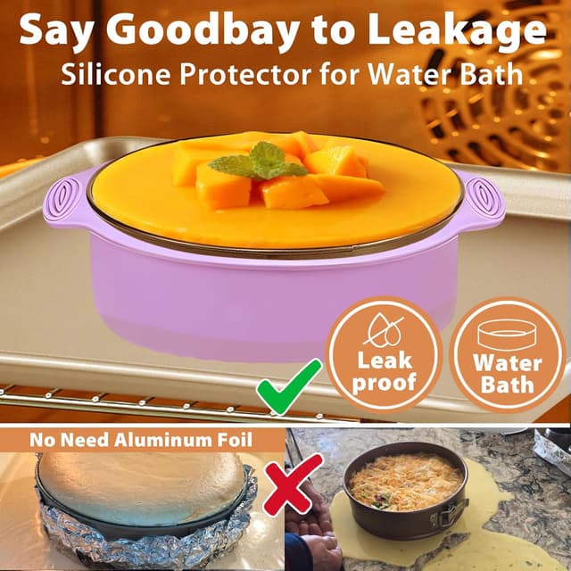 Detalle de 9-Inch Nonstick Springform Cheesecake Pan Set with Silicone Protector and 50 Parchment Liners