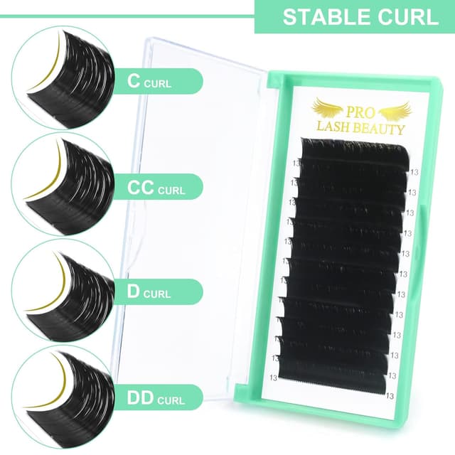 Detalle de PRO LASHBEAUTY Easy Fan Lashes C-0.03-8-15 (Selbstfächernde Volumenwimpern) – C D Curl, 8–15 mm Länge