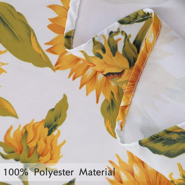 Detalle de Qucover Sunflower Outdoor Tablecloth (Round 150cm) with Parasol Hole & Zipper, Wipe-Clean Polyester
