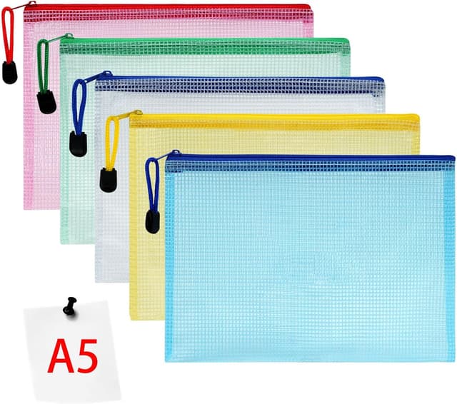 Detalle de Vicloon Bolsa de Archivo de Cremallera A5 5 piezas