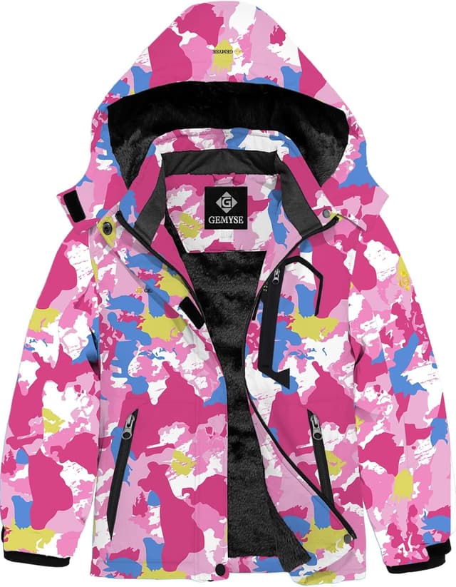 Detalle de GEMYSE Girl's Waterproof Ski Jacket with Hood