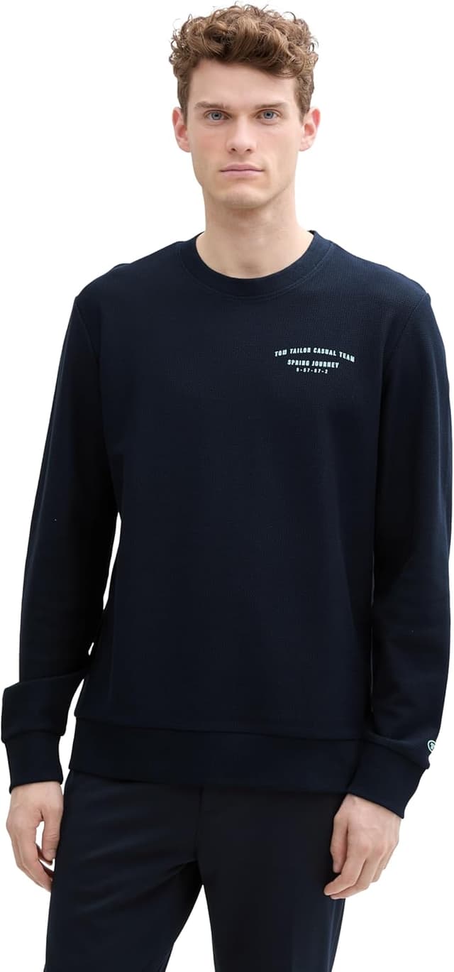 Detalle de TOM TAILOR 1045710 Maglia di Tuta da Uomo: felpa a maniche lunghe comoda