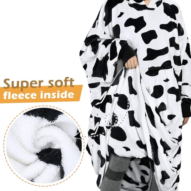 Thumbnail 5 de Catalonia Classy Long Soft Hoodie Blanket Cow Print 🧣