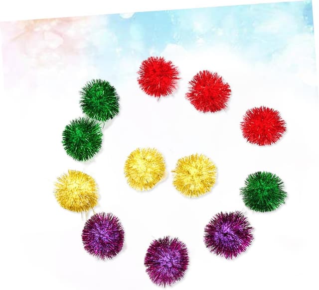 Detalle de SUPVOX 30 bunte Mini-Glitzer-Lametta-Kugeln als Katzenspielzeug (Pompons/Pom-Poms)