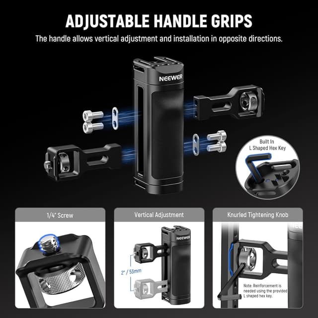 Detalle de NEEWER gabbia per telefono PA009E con maniglie laterali e scatto Bluetooth