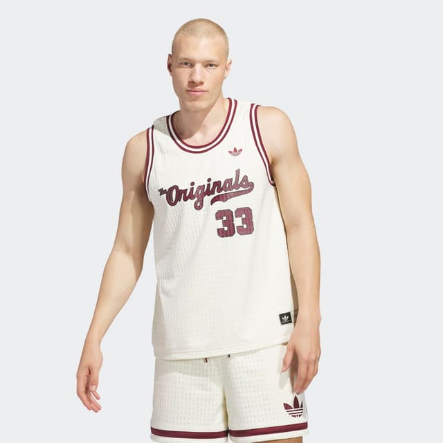 Detalle 2 de adidas Originals camiseta de baloncesto de hombre en poliéster, ajuste holgado