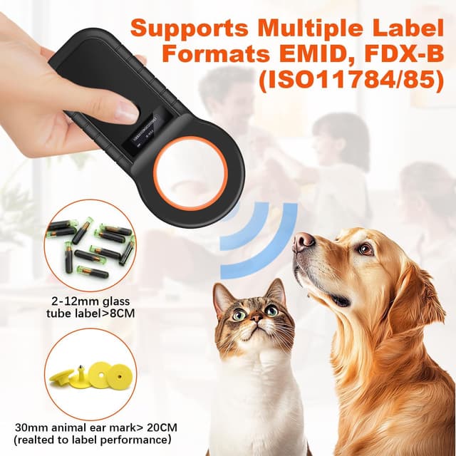 Detalle de Quevati Pet Microchip Scanner with OLED Display (USB rechargeable microchip reader)