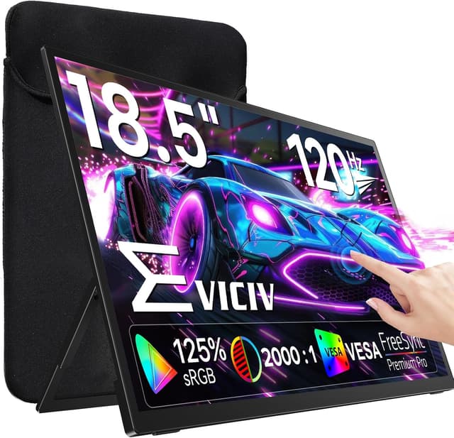 Detalle de EVICIV tragbarer Touchscreen-Monitor 18,5 Zoll (120 Hz, FHD 1080p) mit USB-C & Mini-HDMI, inkl. Sleeve