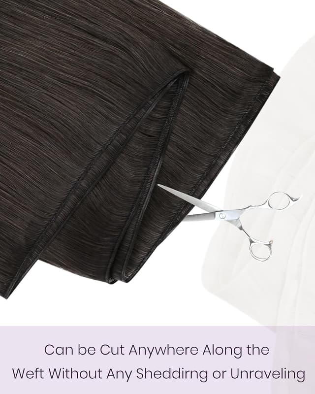 Thumbnail 6 de LaaVoo Invisible Tressen Echthaar (Braun) – 55 cm lange Weft-Extensions aus Remy-Menschenhaar, 80 g