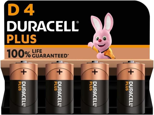 Detalle de Duracell Plus D Batteries 1.5V 4 Pack