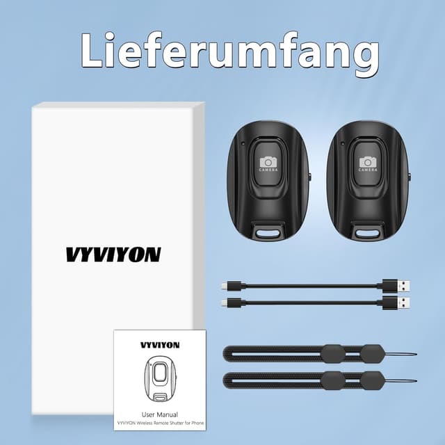 Thumbnail 6 de VYVIYON Bluetooth-Kameraselbstauslöser für iPhone & Android – wiederaufladbar mit Selfie-Knopf (2er Pack Handgelenkschlaufe)