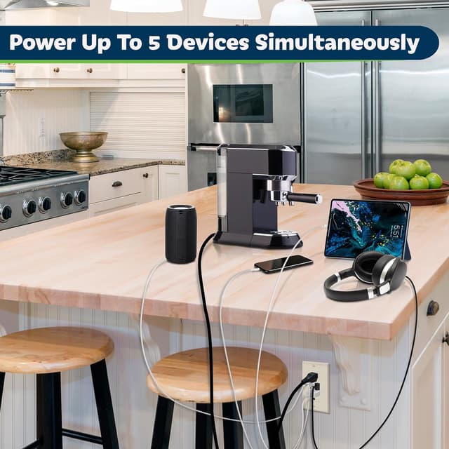 Detalle 2 de TOPGREENER 3-Port USB Wall Outlet 15A 🔌