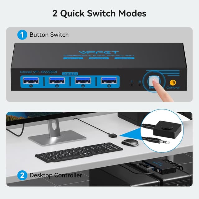Detalle 1 de KVM Switch DisplayPort 2-Port 8K60Hz