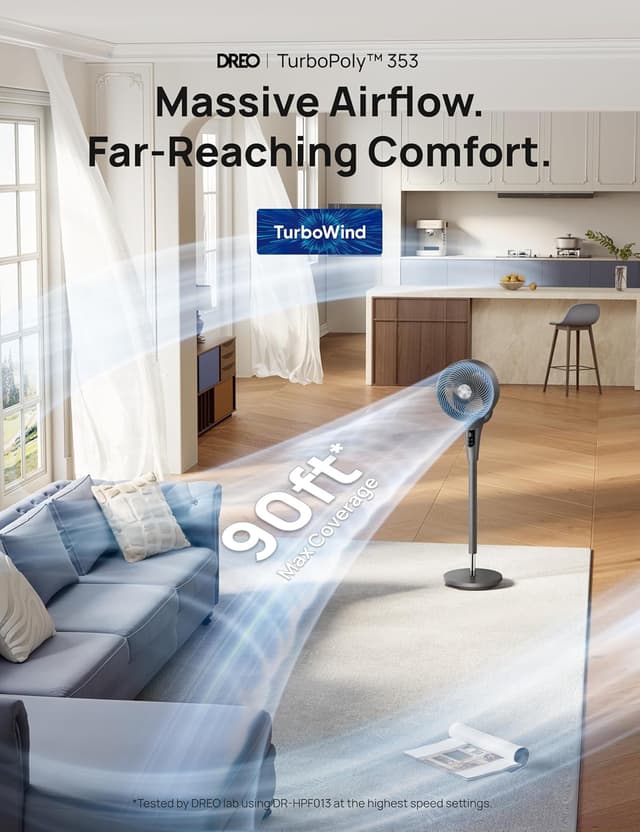 Thumbnail 6 de DREO 20dB Silent Standing Fan (42") with Remote, 8 Speeds, 8H Timer & Oscillation for Bedroom