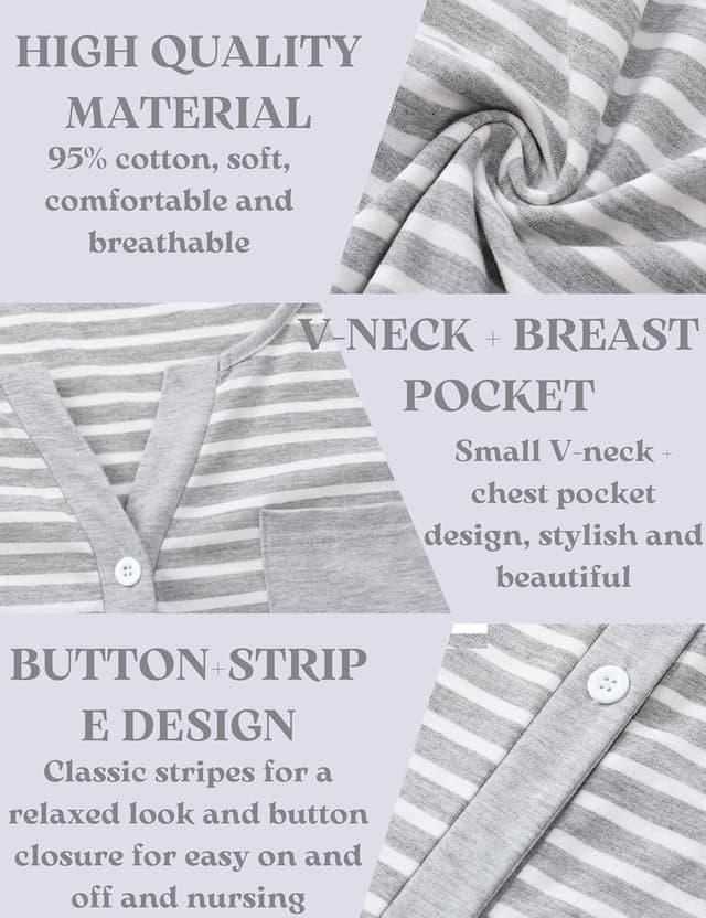 Thumbnail 5 de Marvmys Stillnachthemd Damen 95% Baumwolle