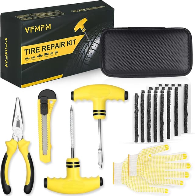 Detalle de VFMFM Tyre Repair Kit with 20 Repair Strings and Storage Case (tubeless emergency puncture fix)