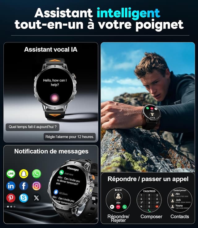 Thumbnail 6 de LIGE Montre Connectée Homme 2025 : écran HD 1,85", batterie 1000 mAh et suivi santé