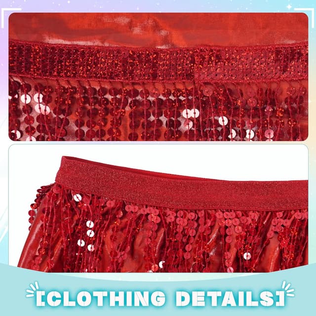 Detalle de Sequin tassel fringe skirt for belly dance