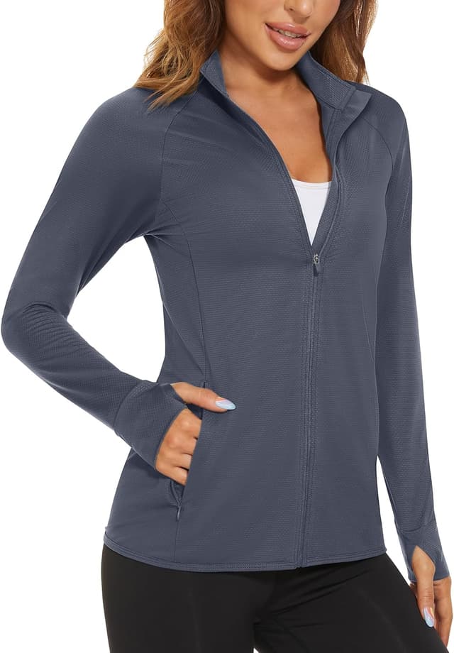 Detalle de MAGCOMSEN Women’s UPF 50+ Lightweight Athletic Jacket Sun Protection (Full Zip Long Sleeve)