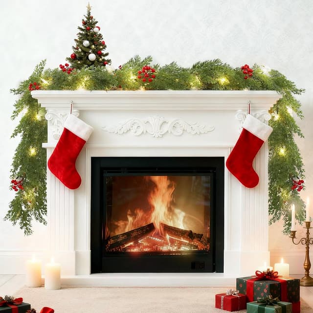 Detalle de JDKPK 6FT Cedar Garland Decor with Lights 🎄