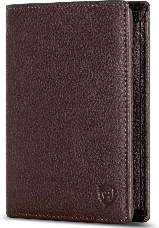 Detalle de VON HEESEN Leder-Geldbörse mit RFID-Schutz (Braun) – Portemonnaie für Damen & Herren