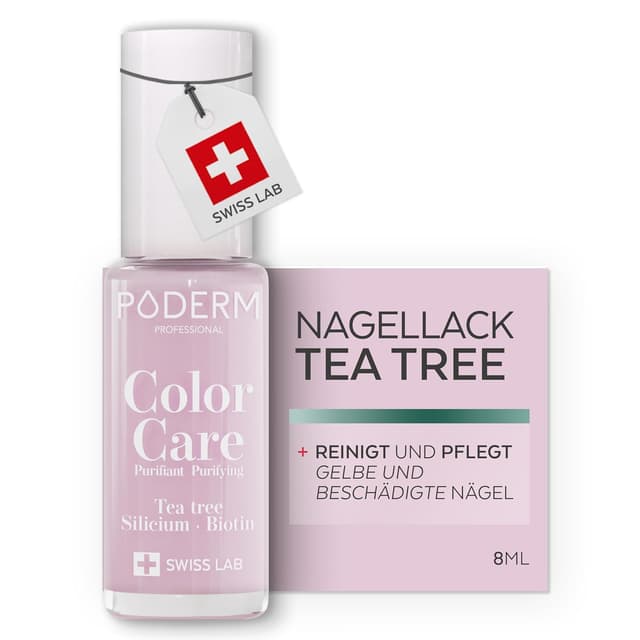 Detalle de PODERM Nagellack Nagelmykose Swiss Made in Babyrosa (8 ml) – antimykotisch mit Teebaum, Silizium & Biotin