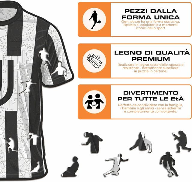 Detalle de Iconic Puzzles Juventus Jersey puzzle di legno 100% sostenibile, 150 pezzi (taglia S)